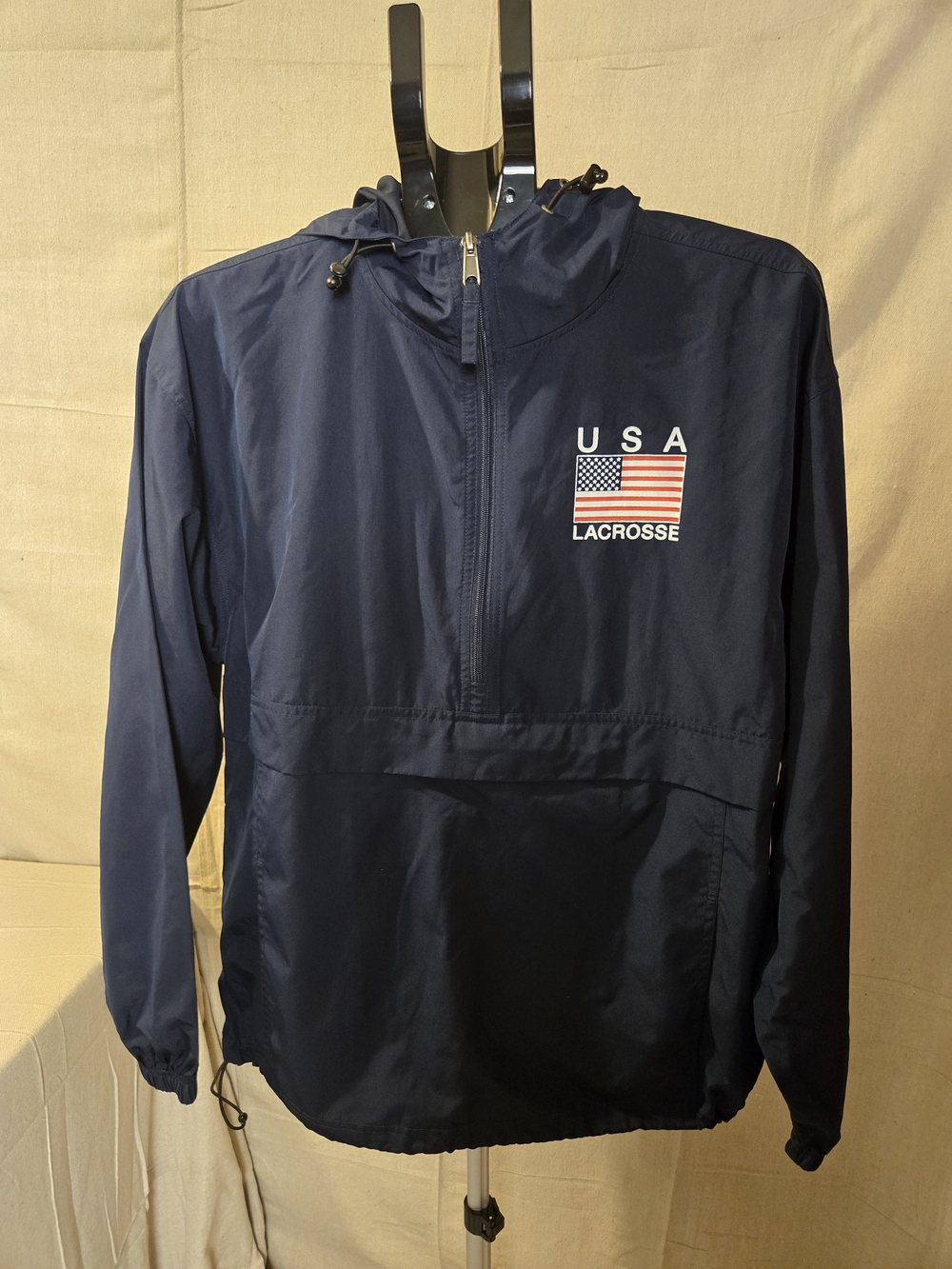Champion USA Lacrosse Windbreaker Jacket Mens Medium Navy Blue